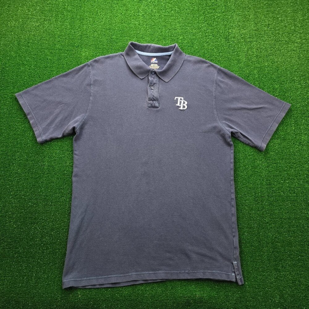 Tampa Bay Rays Polo Shirt Mens Large Blue Short Sleeve MLB Baseball Sports
